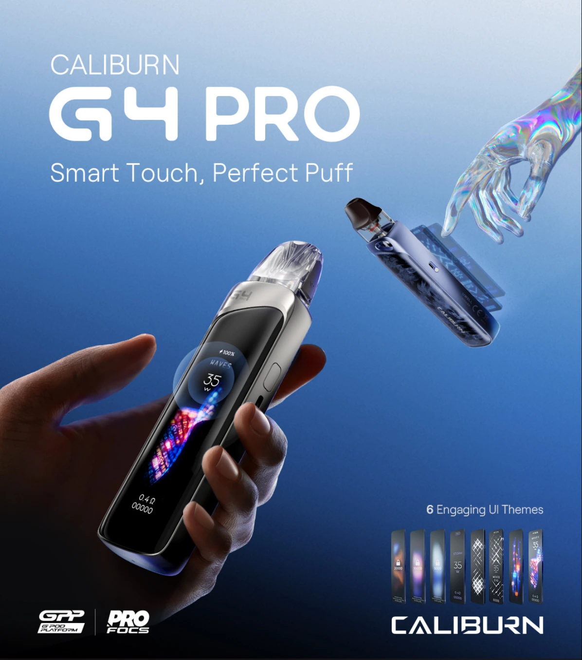 UWELL-Caliburn-G4-Pro主機套裝.webp UWELL CALIBURN G4 PRO 咖哩棒電子煙主機套裝|850mAh大電量 G4 GPP倒灌系統;18W三段功率調節 (含0.6Ω/0.9Ω霧化芯):圖片 1